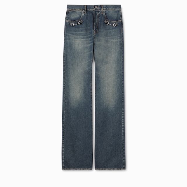 Pantalón de denim de algodón con Horsebit