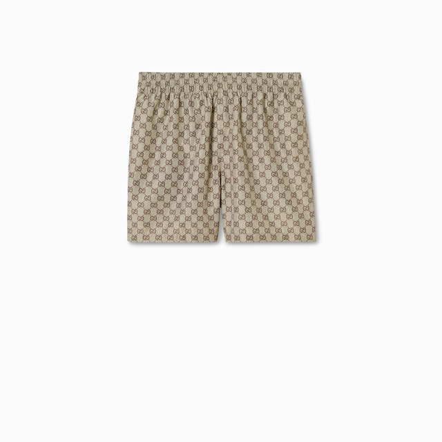 Printed polyester poplin swim shorts