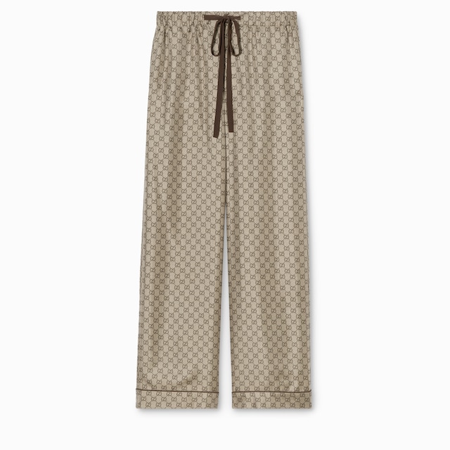 Printed silk twill leisure pants
