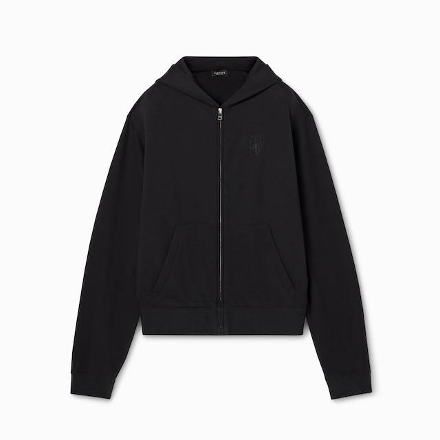 Giacca zip in misto cashmere con ricamo