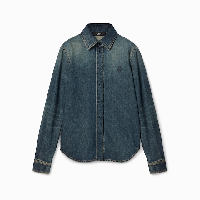 Cotton denim shirt with embroidery