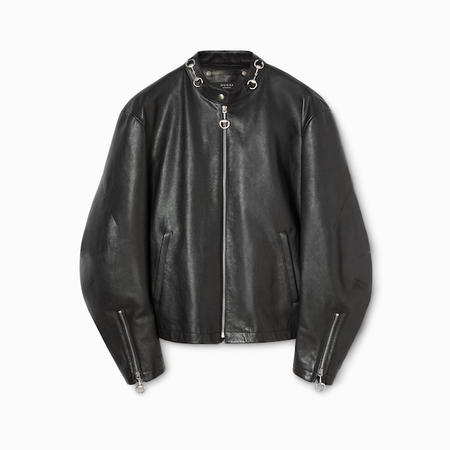 Leather jacket with Horsebit