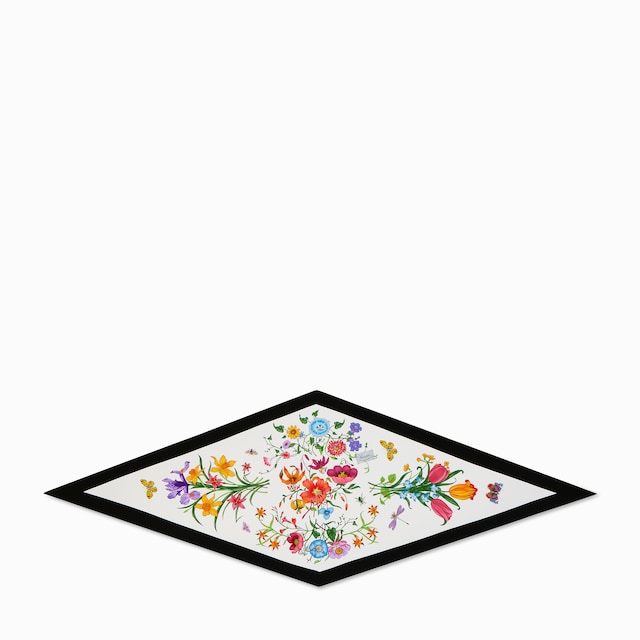 Printed silk twill diamond scarf
