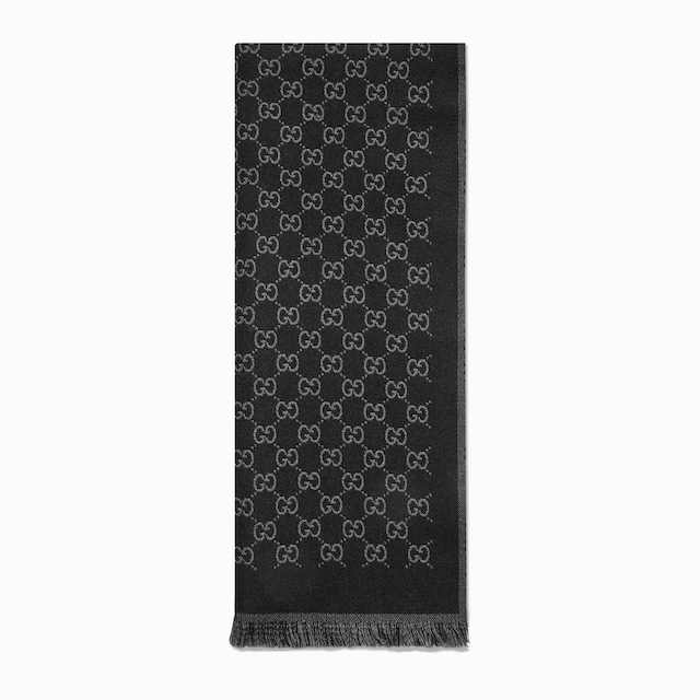 Reversible wool jacquard scarf