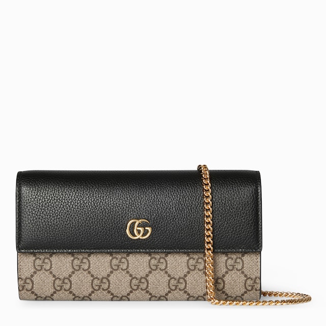 Zweifarbige GG Marmont Brieftasche mit Kettenriemen