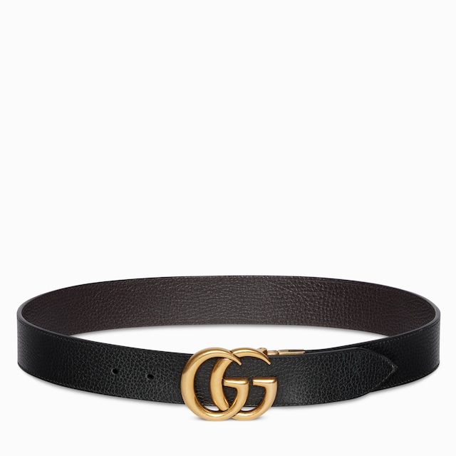 Reversible leather belt with Double G buckle