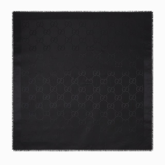 GG jacquard silk wool shawl
