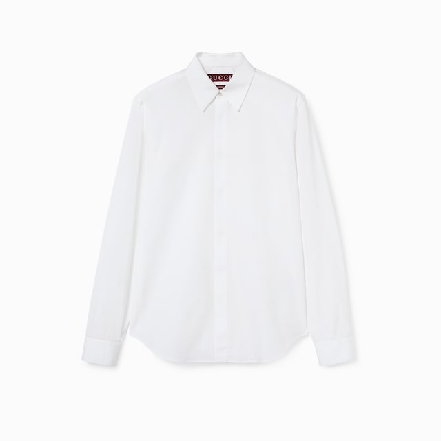 Cotton poplin shirt with embroidery