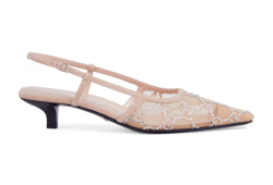 Женские лодочки с открытой пяткой и узором GG