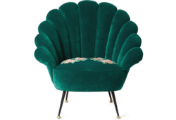 Velvet armchair with embroidered flowers