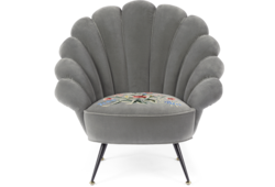 Velvet armchair with embroidered flowers