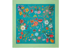 Платок каре из шелка с принтом Flora