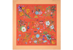 Платок каре из шелка с принтом Flora