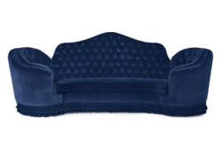 Sofá camelback de terciopelo estilo capitoné