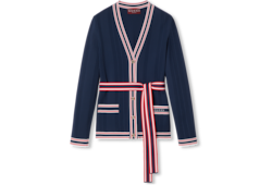 Cardigan à nouer avec finitions rayées