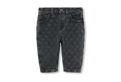 Pantalone neonato in denim GG jacquard