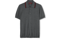 Polo in lana lavorata a maglia con motivo Web