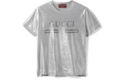 T-shirt en jersey de coton laminé avec imprimé