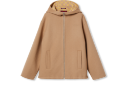Embroidered wool and silk hooded jacket