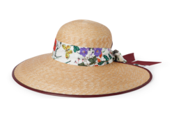Cappello a falda larga in paglia con fiocco in seta