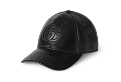 Leather baseball hat with Double G