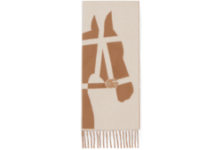 Wool scarf with jacquard motif