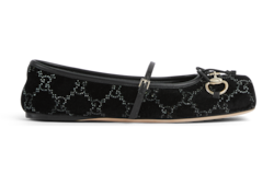Women's GG crystal Gucci Horsebit ballet flat