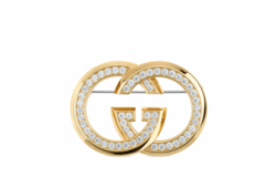 Gucci Interlocking Brosche mit Kristallen