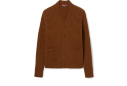 Cardigan in maglia di lana e cashmere a coste