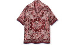 Printed silk twill bowling shirt