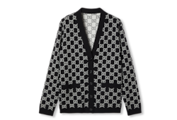 Двусторонний кардиган из шерсти с жаккардовым орнаментом GG