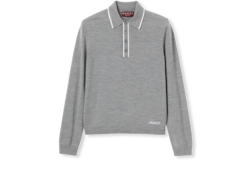 Poloshirt aus feinem Wollstrick mit Intarsie