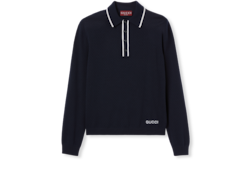 Poloshirt aus feinem Wollstrick mit Intarsie