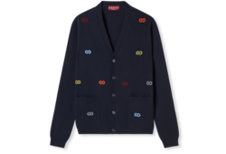 Cárdigan de cashmere fino con intarsia