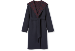 Wendbarer Mantel aus Wolle und Seide mit Kapuze