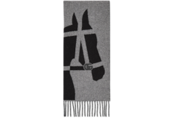 Wool scarf with jacquard motif