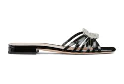 Women's slide with crystal Interlocking G