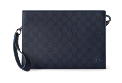 Cartera de mano ribete azul empolvado pequeña