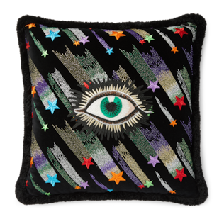 Velvet cushion with Star Eye embroidery