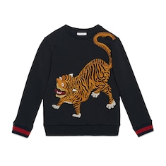 Felpa in cotone con tigre