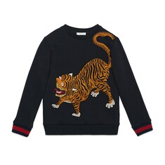 Kinder Pullover aus Baumwolle mit Tigermotiv