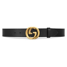 Leather belt with interlocking G buckle