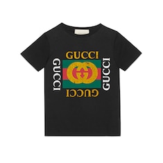 Children's cotton T-shirt with Gucci vintage logo