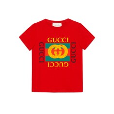 Children's cotton T-shirt with Gucci vintage logo