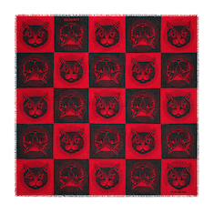 Mystic Cat print modal silk shawl