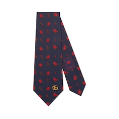 Cravate en soie à motif roses