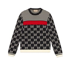 Pull en maille avec logo GG et bandes