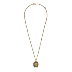 Collier tête de lion et cristaux multicolores
