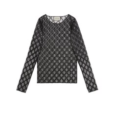 T-shirt en tulle à motif GG brodé