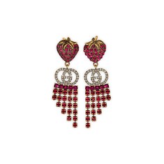 Boucles d'oreilles fraise avec cristaux